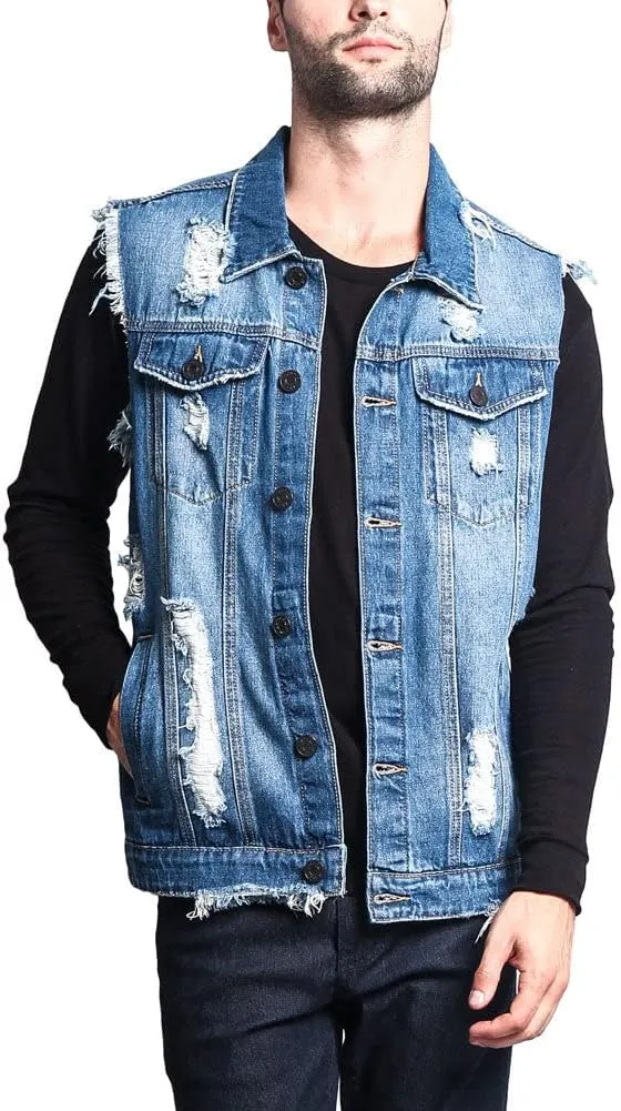 Rocker Denim Jean Vest Jacket