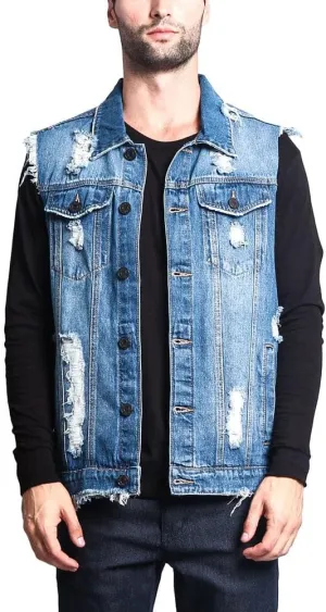 Rocker Denim Jean Vest Jacket
