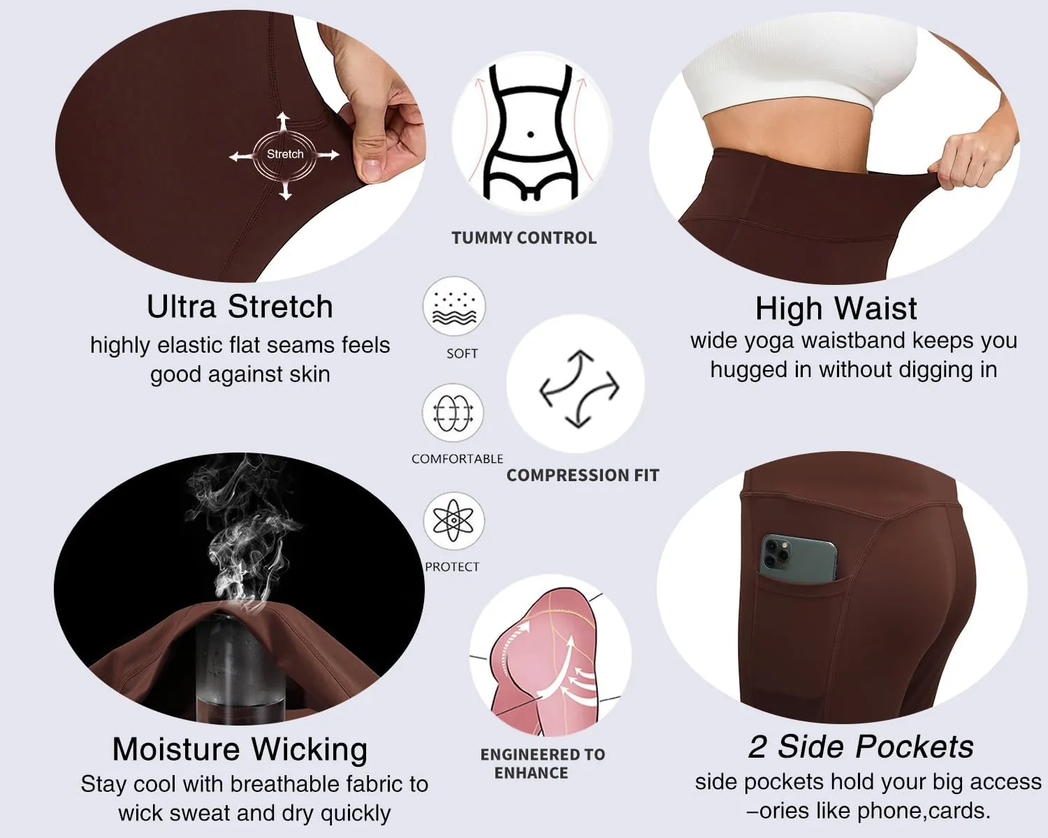RUNNING GIRL High Waisted Leggings for Women,Tummy Control Workout Yoga Pants with Pockets Compression Pants Buttery Soft