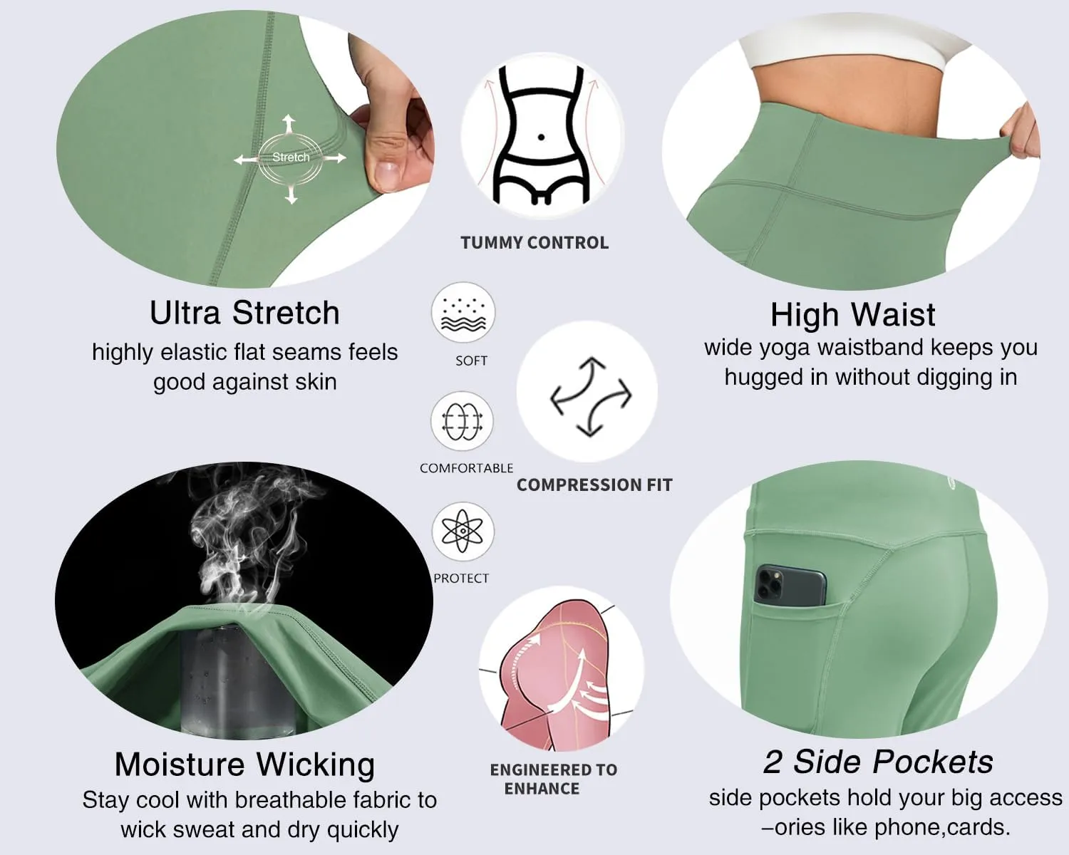 RUNNING GIRL High Waisted Leggings for Women,Tummy Control Workout Yoga Pants with Pockets Compression Pants Buttery Soft