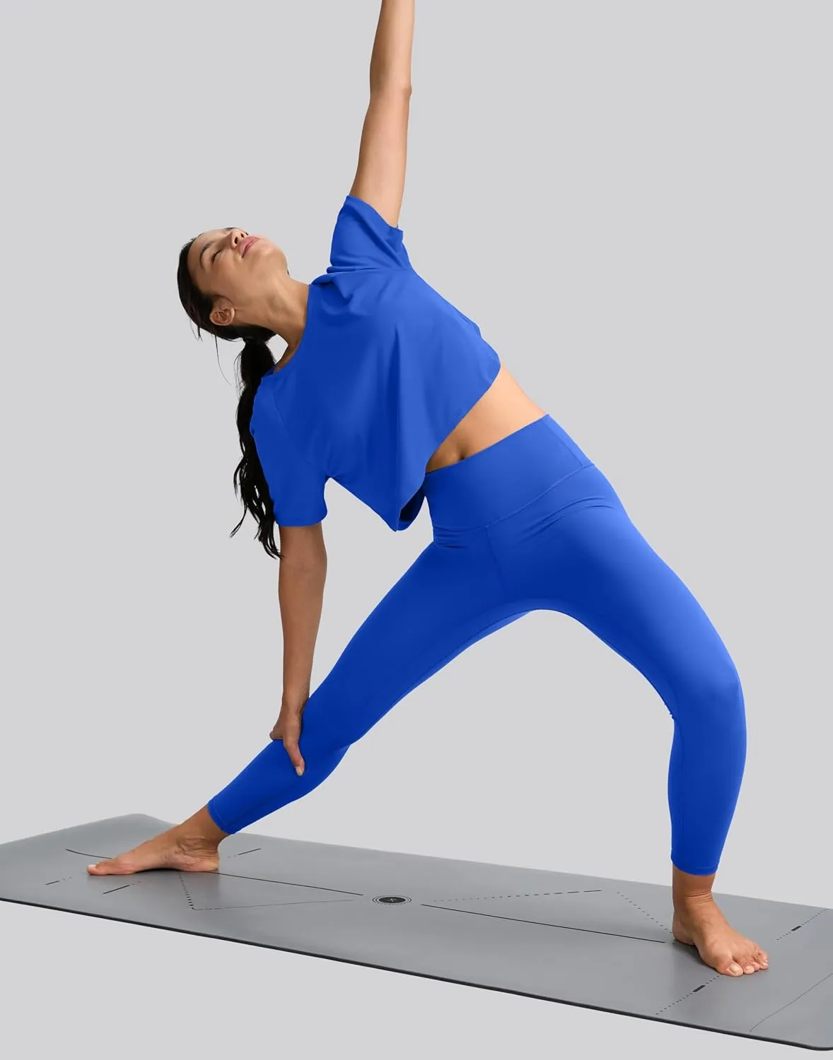 SANTINY Workout Crop Tops for Women Short Sleeve Athletic Shirts Cropped T-Shirt Yoga Gym Tops with Split Hem
