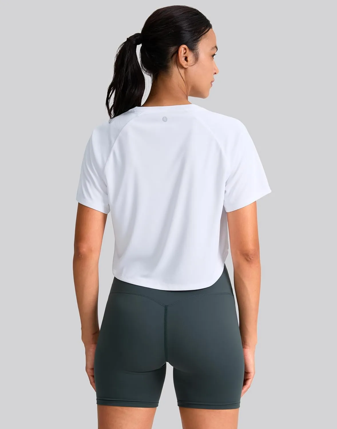 SANTINY Workout Crop Tops for Women Short Sleeve Athletic Shirts Cropped T-Shirt Yoga Gym Tops with Split Hem