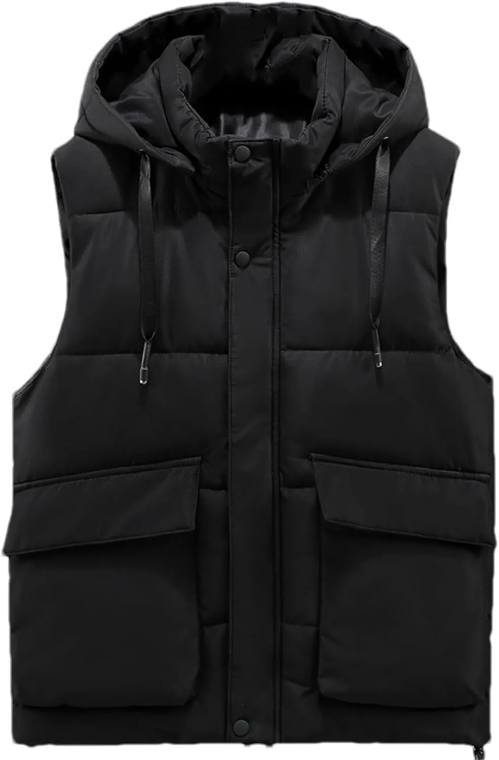 SaoBiiu Men's Winter Sleeveless Jackets Hooded Thick Warm Cotton Padded Vests Men Coat With Big Pockets