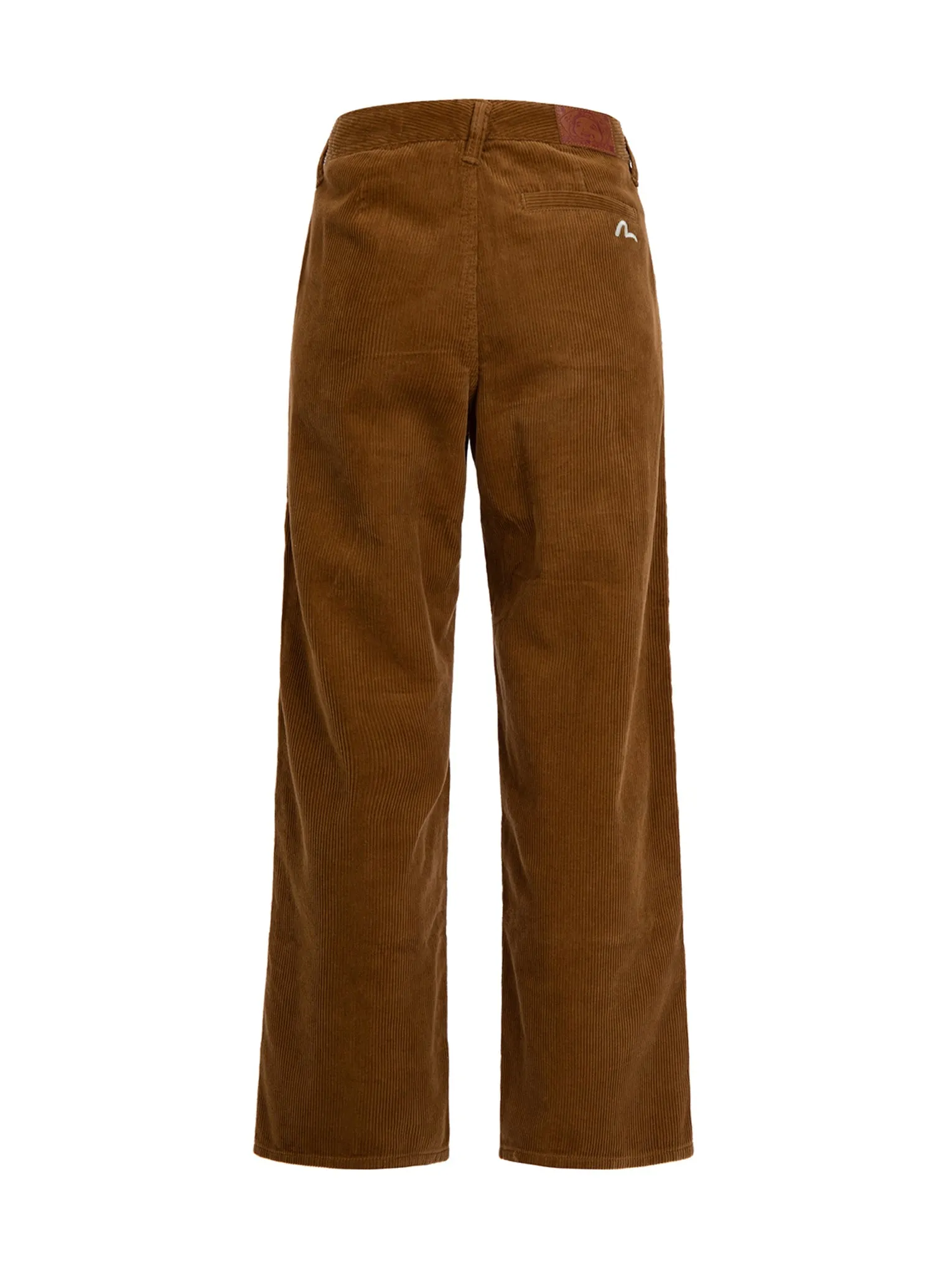 Seagull Embroidery Straight-fit Corduroy Trousers