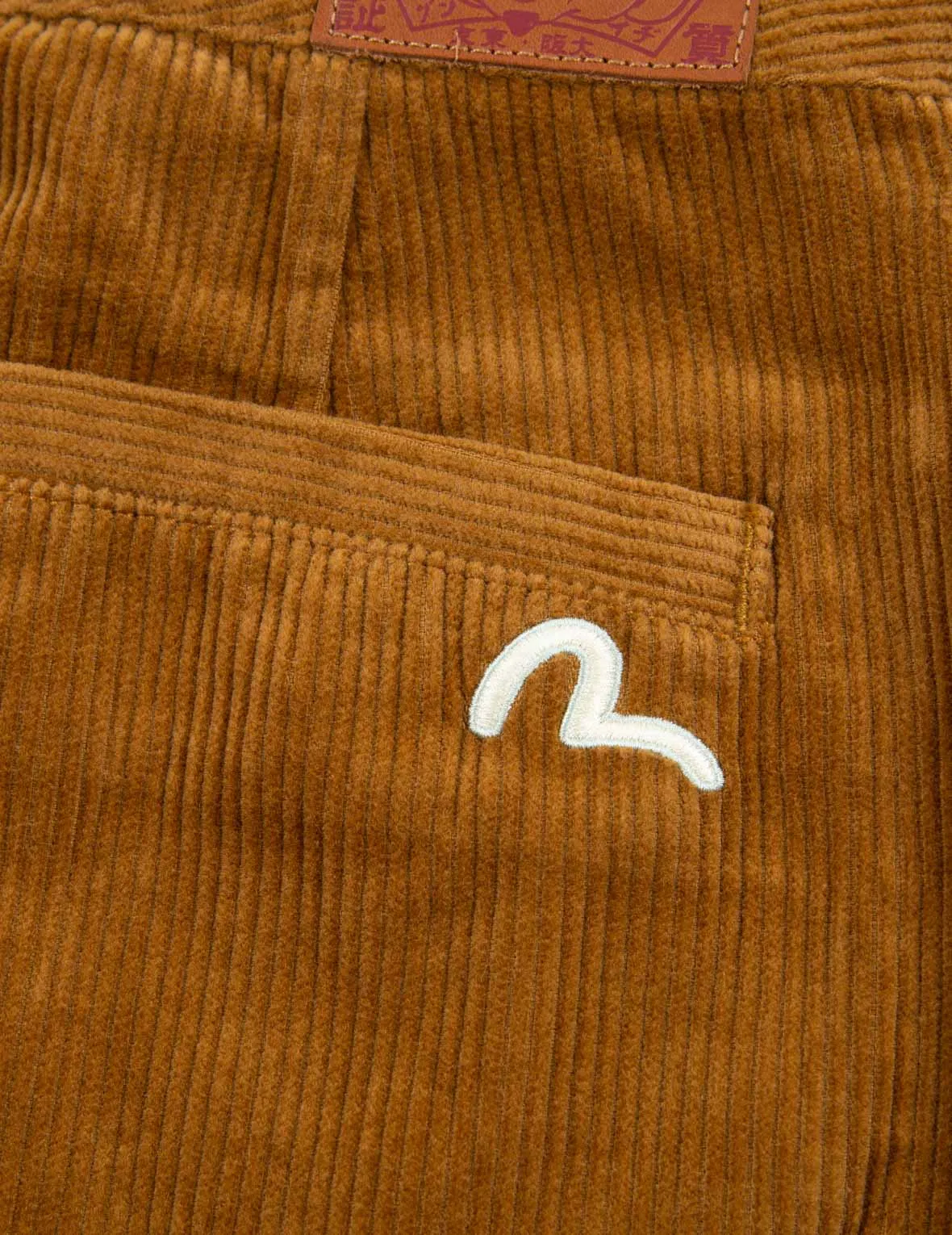 Seagull Embroidery Straight-fit Corduroy Trousers