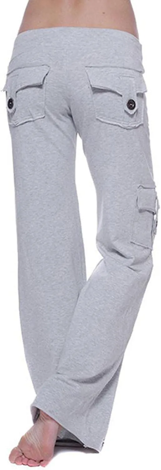 SEAOPEN Cargo Pants for Women High Waisted Baggy Pants Loose Wide Leg Trouser Casual Drawstring Cargo Pants with Pockets