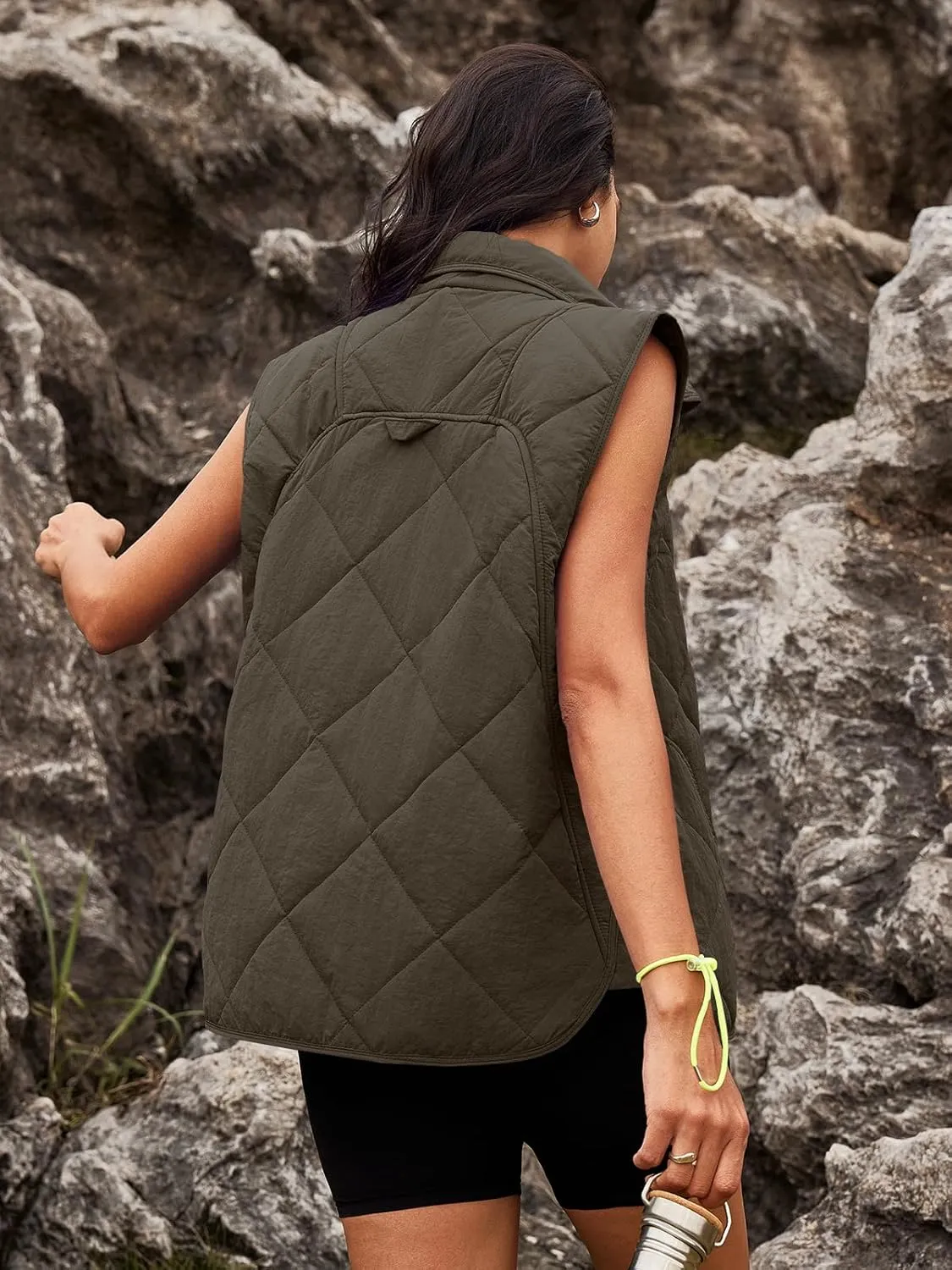 SENSERISE Womens Puffer Vest Quilted Vests Oversized Lightweight Outerwear Padded Jacket Winter Fall Outfits