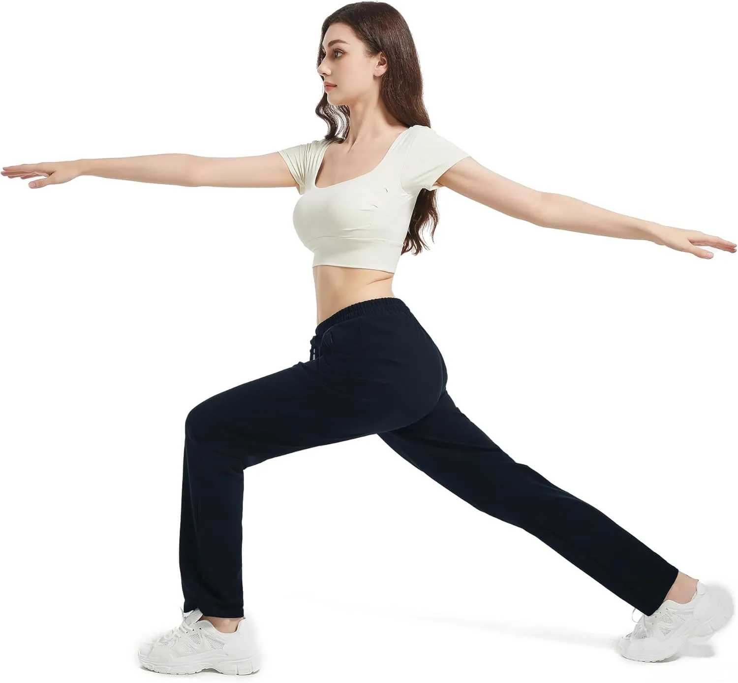 SEVEGO Women's Sweatpants Tall Cotton Yoga Lounge 30"/32"/34"/36" Casual Open Bottom Soft Workout Zipper Pocket Joggers