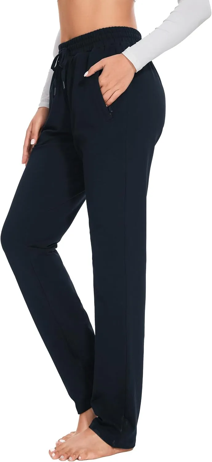 SEVEGO Women's Sweatpants Tall Cotton Yoga Lounge 30"/32"/34"/36" Casual Open Bottom Soft Workout Zipper Pocket Joggers