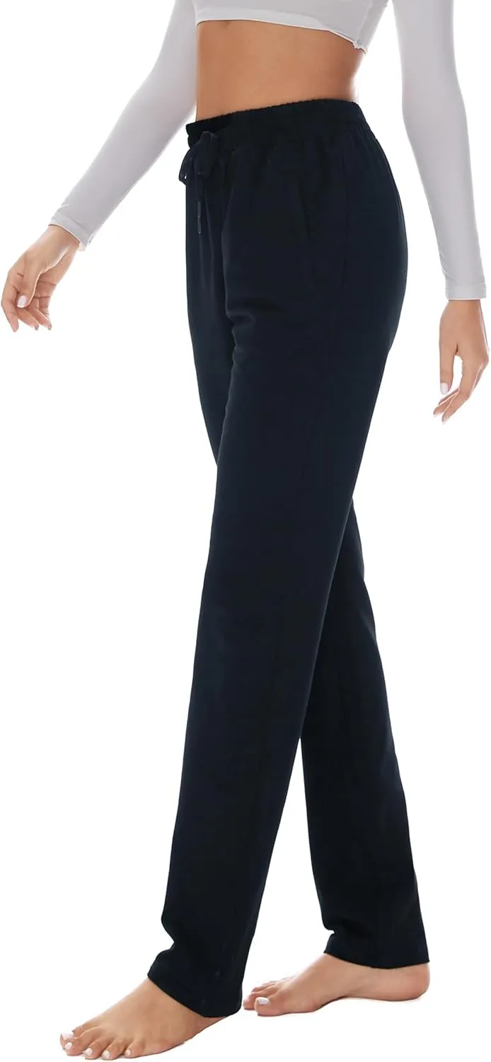 SEVEGO Women's Sweatpants Tall Cotton Yoga Lounge 30"/32"/34"/36" Casual Open Bottom Soft Workout Zipper Pocket Joggers