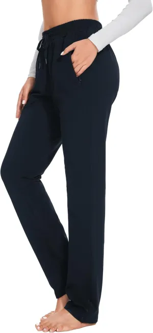 SEVEGO Women's Sweatpants Tall Cotton Yoga Lounge 30"/32"/34"/36" Casual Open Bottom Soft Workout Zipper Pocket Joggers