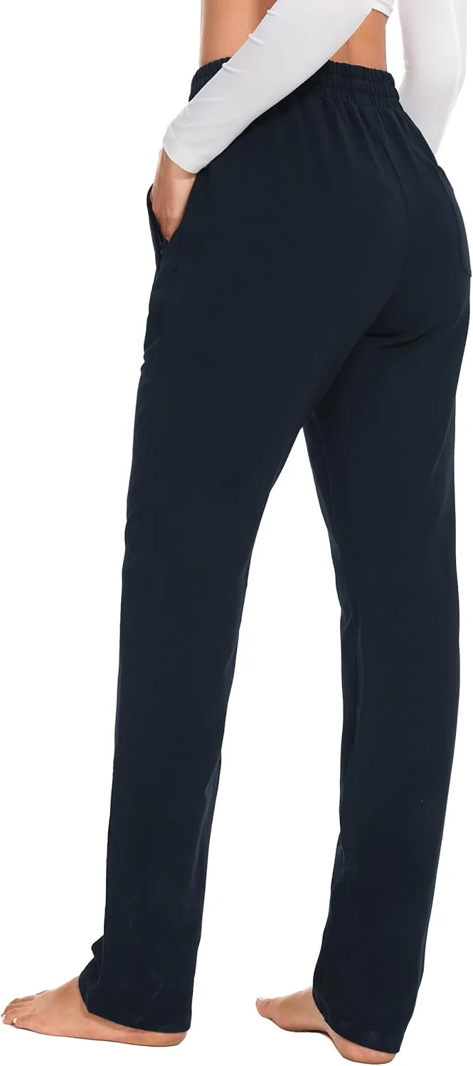 SEVEGO Women's Sweatpants Tall Cotton Yoga Lounge 30"/32"/34"/36" Casual Open Bottom Soft Workout Zipper Pocket Joggers