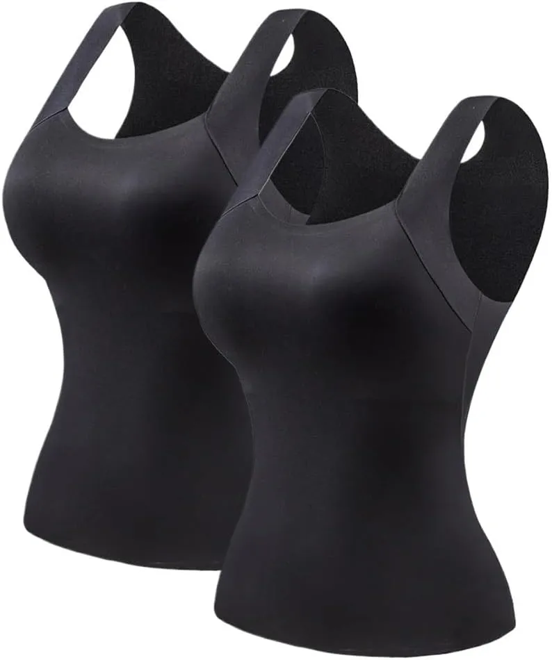 Shamfreshen U Neck Shapewear Built-in Bra Tank, Camisole Tops for Women Built in Bra, Shapewear Tank Tops for Women