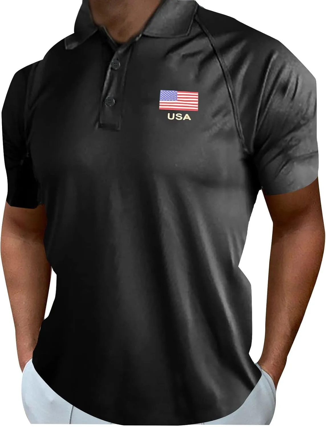 Short Sleeve Polo Shirts for Men Short Sleeve Polo Shirts for Men Sleeve Performance Patriotic Shirt Funny Shirt Men