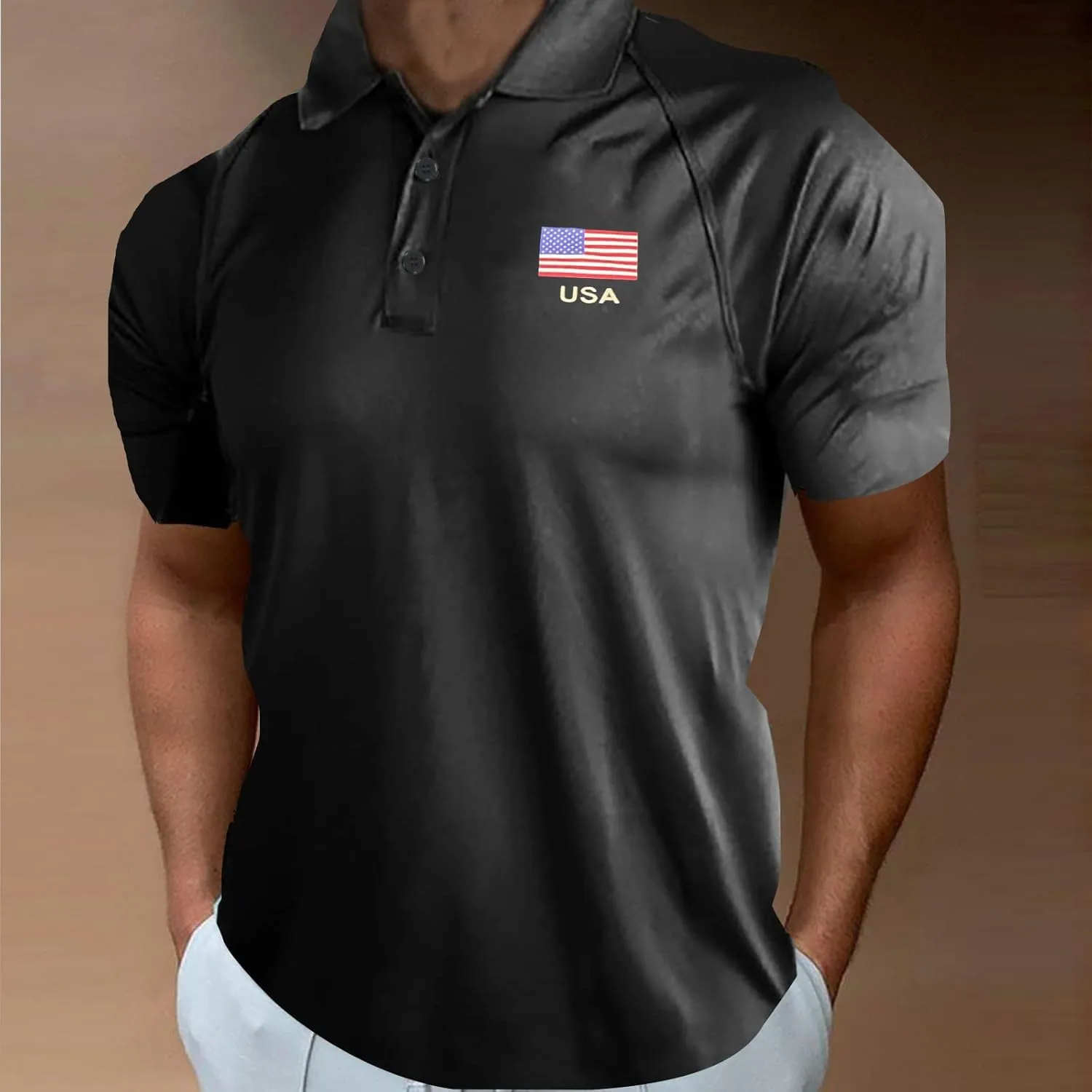 Short Sleeve Polo Shirts for Men Short Sleeve Polo Shirts for Men Sleeve Performance Patriotic Shirt Funny Shirt Men