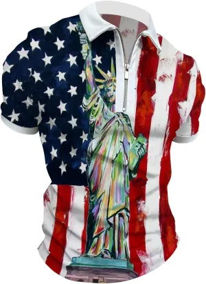 Short Sleeve Polo Shirts for Men Short Sleeve Polo Shirts for Men Sleeve Performance Patriotic Shirt Funny Shirt Men