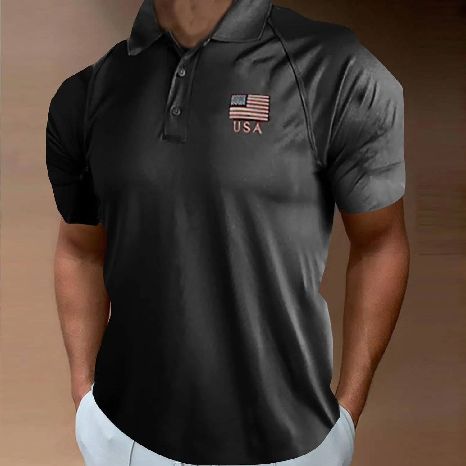 Short Sleeve Polo Shirts for Men Short Sleeve Polo Shirts for Men Sleeve Performance Patriotic Shirt Funny Shirt Men