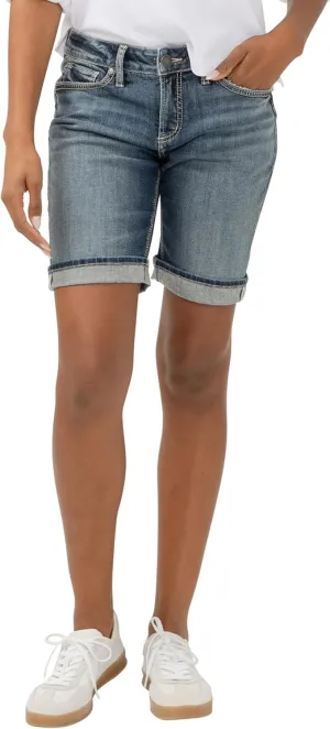 Silver Jeans Co. Women's Suki Mid Rise Curvy Fit Bermuda Short