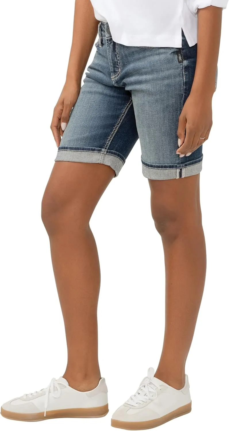 Silver Jeans Co. Women's Suki Mid Rise Curvy Fit Bermuda Short