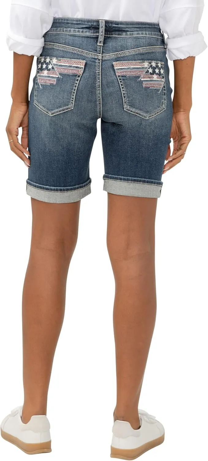 Silver Jeans Co. Women's Suki Mid Rise Curvy Fit Bermuda Short