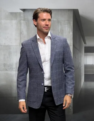 Single Jacket, Sports Coat. 100% Wool & Cashmere Italian Fabric. Super 180\'S| TROPEZ| Indigo