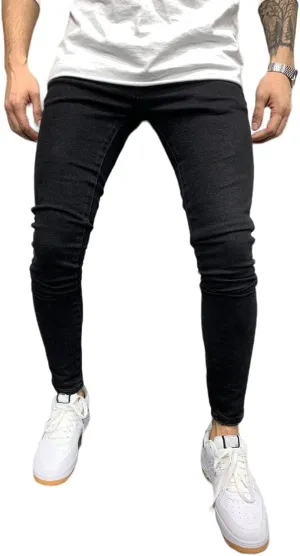 Skinny Jeans for Men Slim Fit Stretch Ripped Tapered Leg Fashion Jeans Distressed Destroyed Holes Skinny Denim Pants