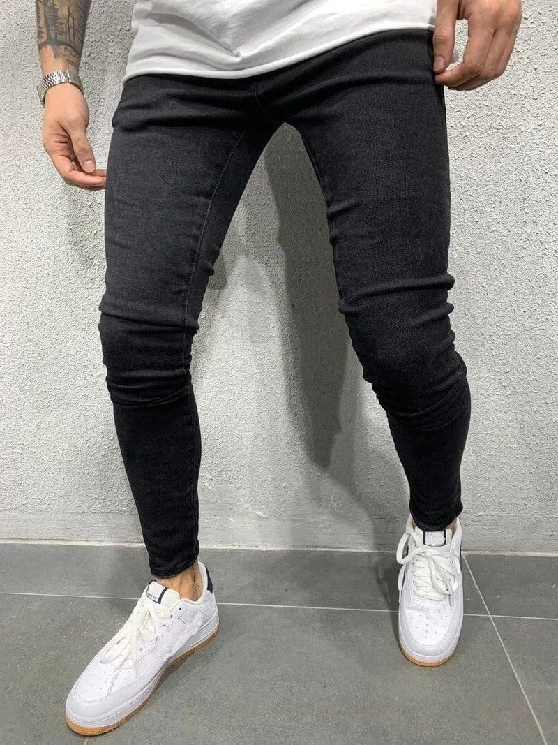 Skinny Jeans for Men Slim Fit Stretch Ripped Tapered Leg Fashion Jeans Distressed Destroyed Holes Skinny Denim Pants