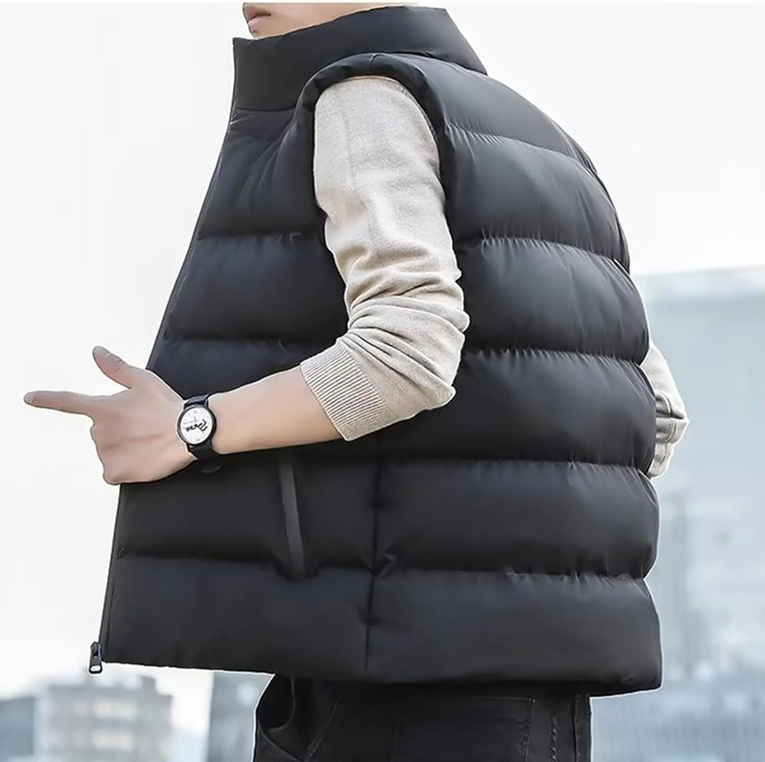 Sleeveless for Mens Fall Winter Neck Cami Tank Thermal Plain Vest Down Jackets Outerwear Mens 2025 Trendy Y2K
