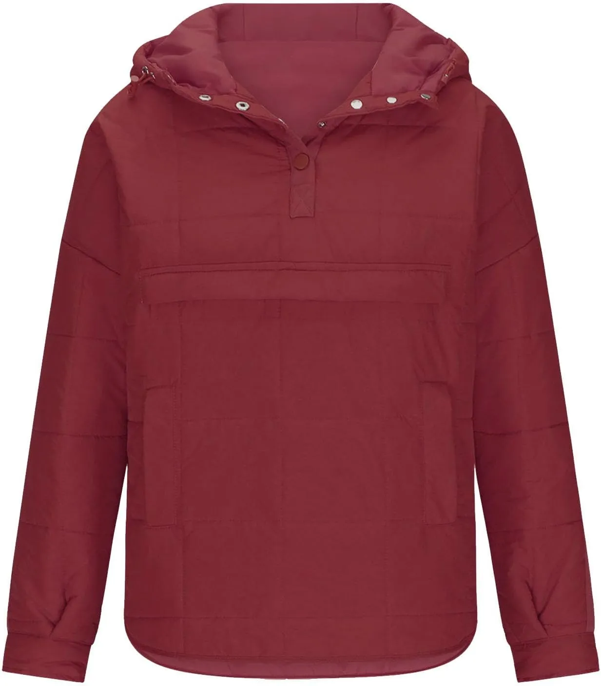 SMIDOW Womens Oversized Puffer Jacket Quilted Dolman Hoodies Lightweight Button Down Hooded Pullover Fall Winter Warm Clothes