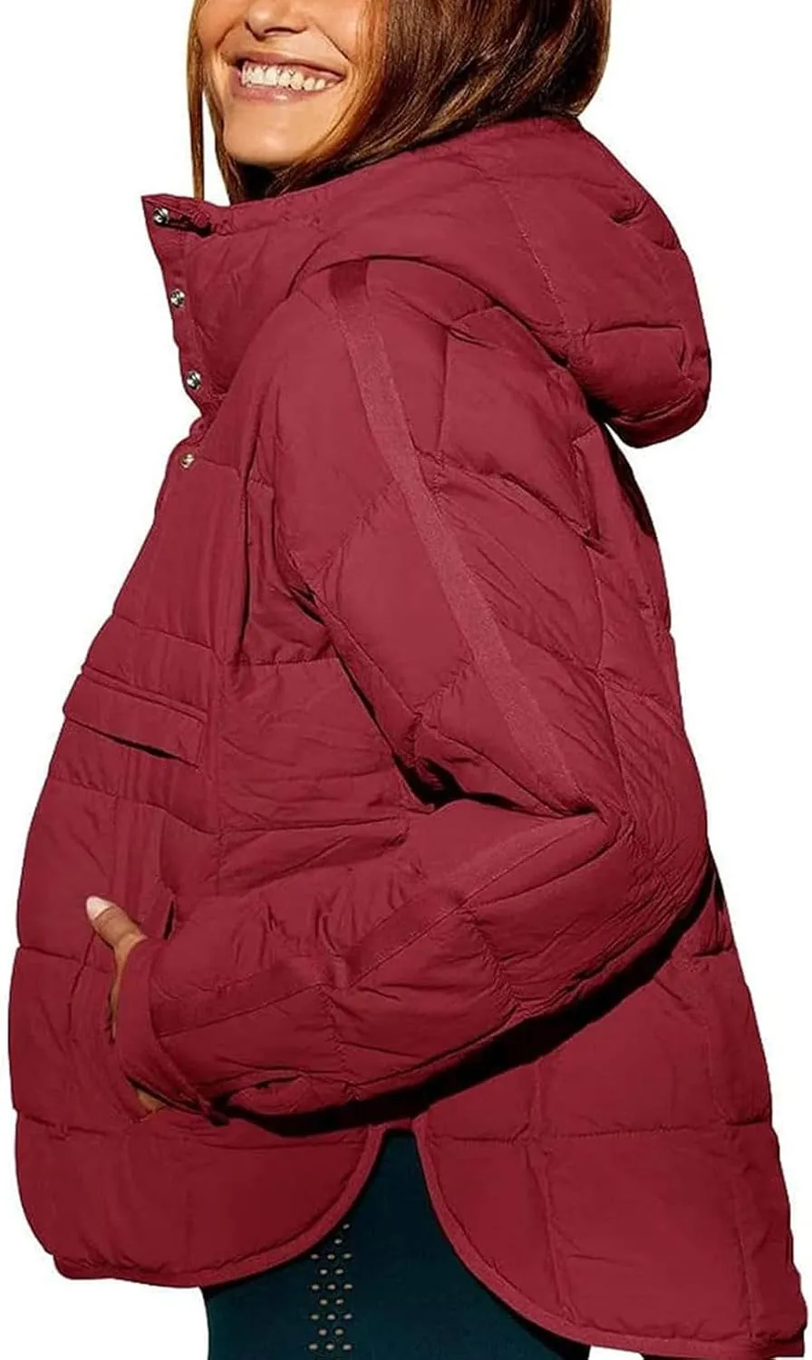 SMIDOW Womens Oversized Puffer Jacket Quilted Dolman Hoodies Lightweight Button Down Hooded Pullover Fall Winter Warm Clothes