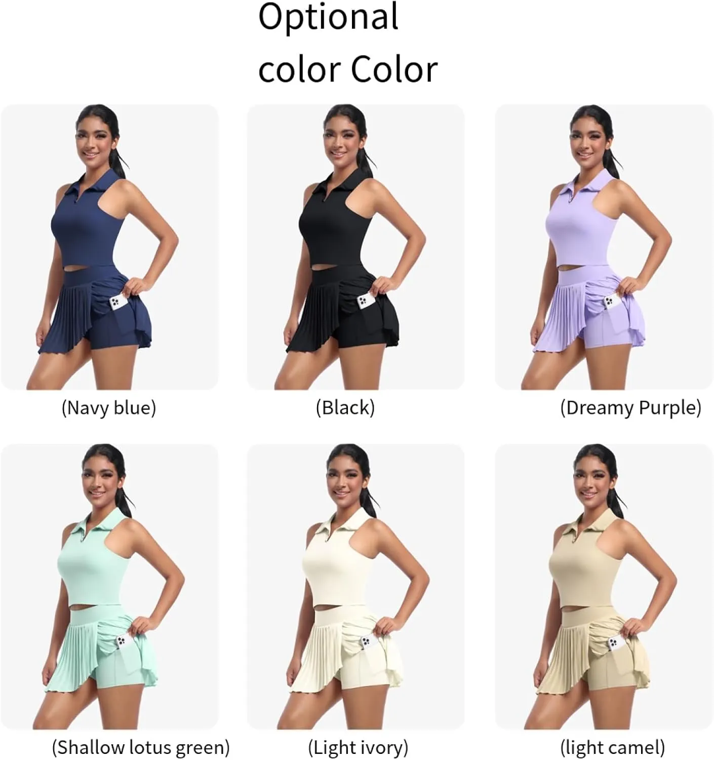 Solid color lapel vest breathable fake two-piece pleated skirt suit sports running fitness yoga wear
