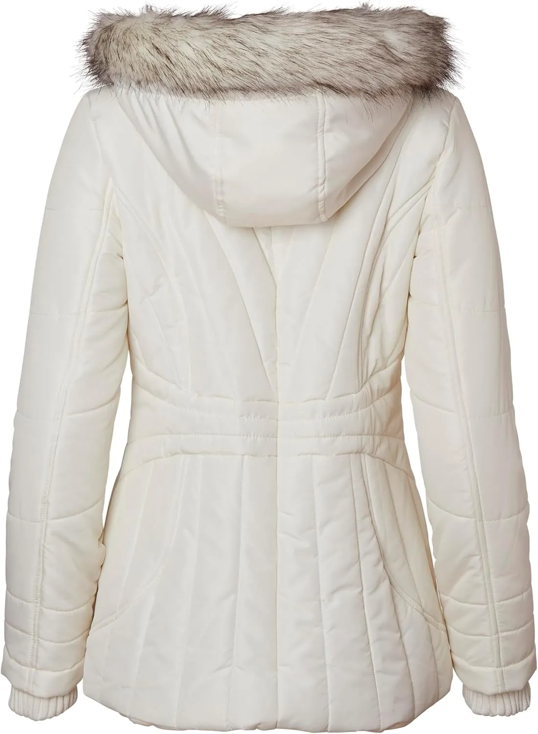 Sportoli Womens Winter Coat Faux Fur Trim Hooded Down Alternative Puffer Jacket