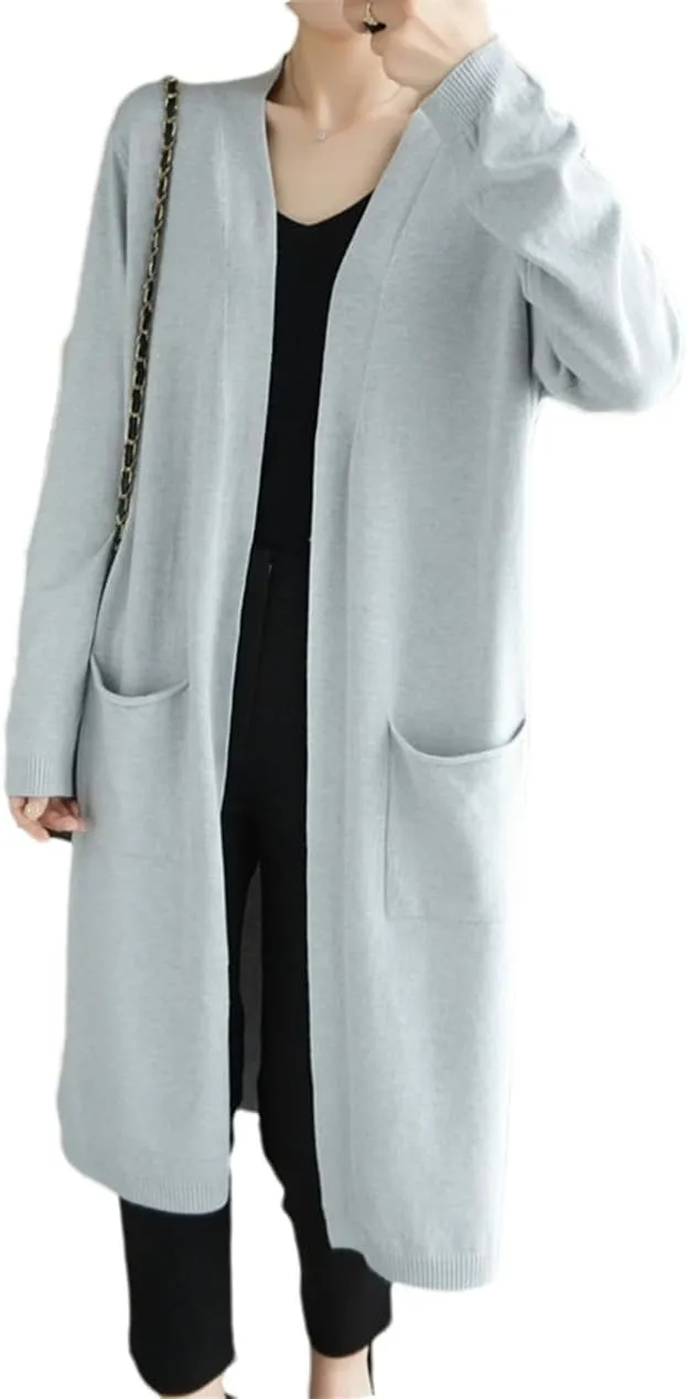 Spring Autumn Cardigan Coat Women's Long Loose Sweater with Shawl Long Sleeve Sweate
