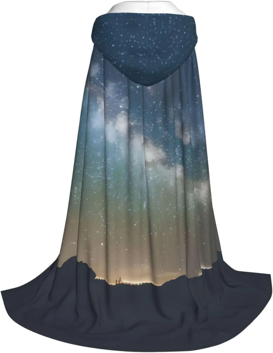 Starry Night Sky Outer Space Hooded Cloak Coat Winter Warm Long Cloak Cosplay Costumes Outerwear Carnivals