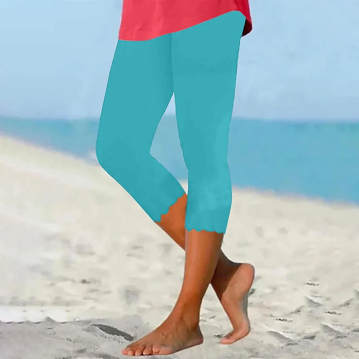 Summer Capri Leggings for Women Slim Fitting Soft Yoga Capris Lightweight Workout Running Yoga Pants Comfy Sweatpants