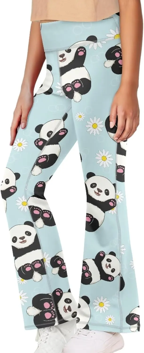 Summer Casual Soft Flare Leggings Yoga Pants for Girls Comfy Stretchy Bell Bottom Trousers Kids Relax Daily Wear