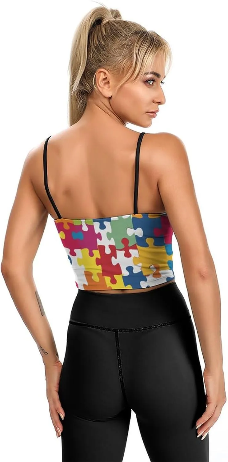 Summer Sleeveless for Women, Loose Fit Basic Casual Summer Sleeveless Shirts Colour Jigsaw Printed Camisole
