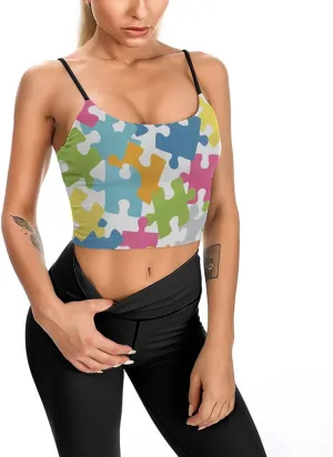 Summer Sleeveless for Women, Loose Fit Basic Casual Summer Sleeveless Shirts Colour Jigsaw Printed Camisole