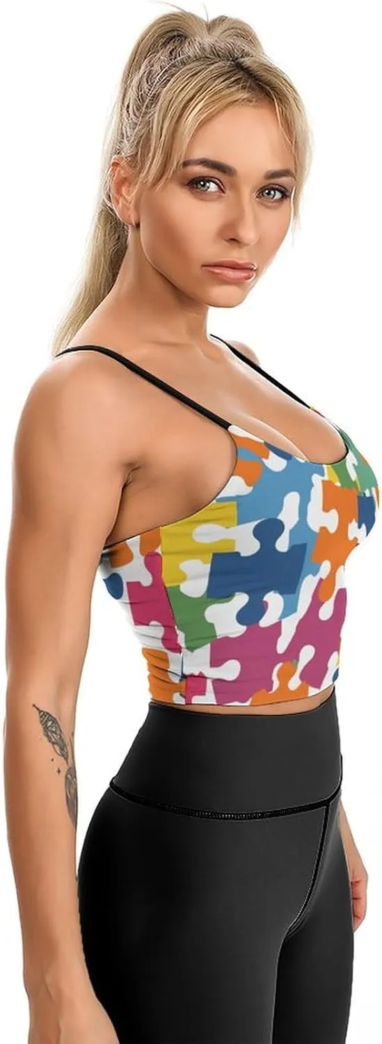 Summer Sleeveless for Women, Loose Fit Basic Casual Summer Sleeveless Shirts Colour Jigsaw Printed Camisole