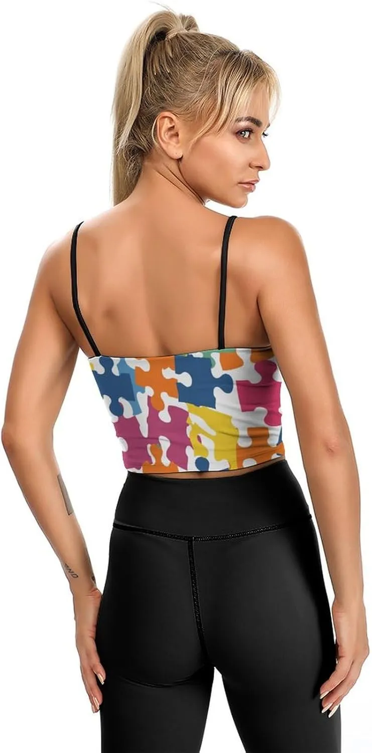 Summer Sleeveless for Women, Loose Fit Basic Casual Summer Sleeveless Shirts Colour Jigsaw Printed Camisole