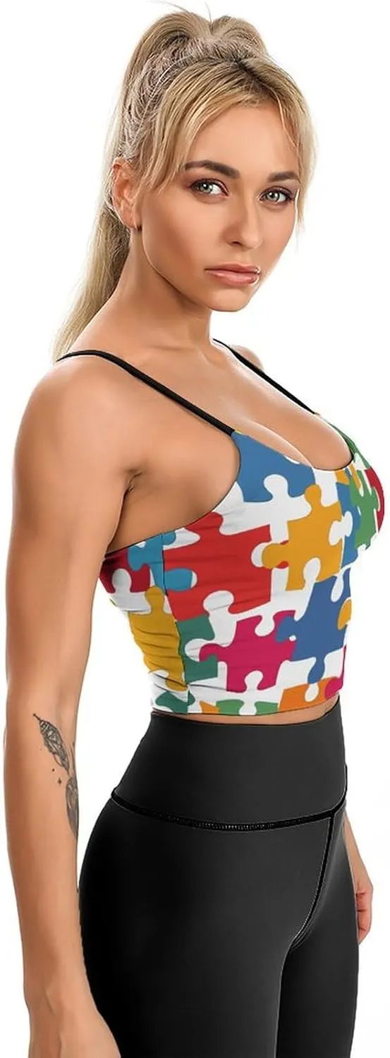 Summer Sleeveless for Women, Loose Fit Basic Casual Summer Sleeveless Shirts Colour Jigsaw Printed Camisole