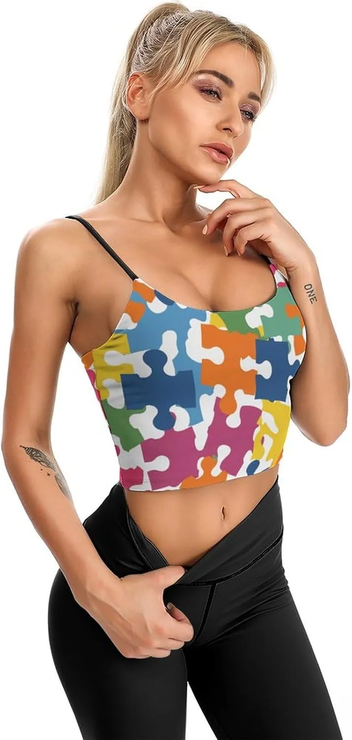 Summer Sleeveless for Women, Loose Fit Basic Casual Summer Sleeveless Shirts Colour Jigsaw Printed Camisole
