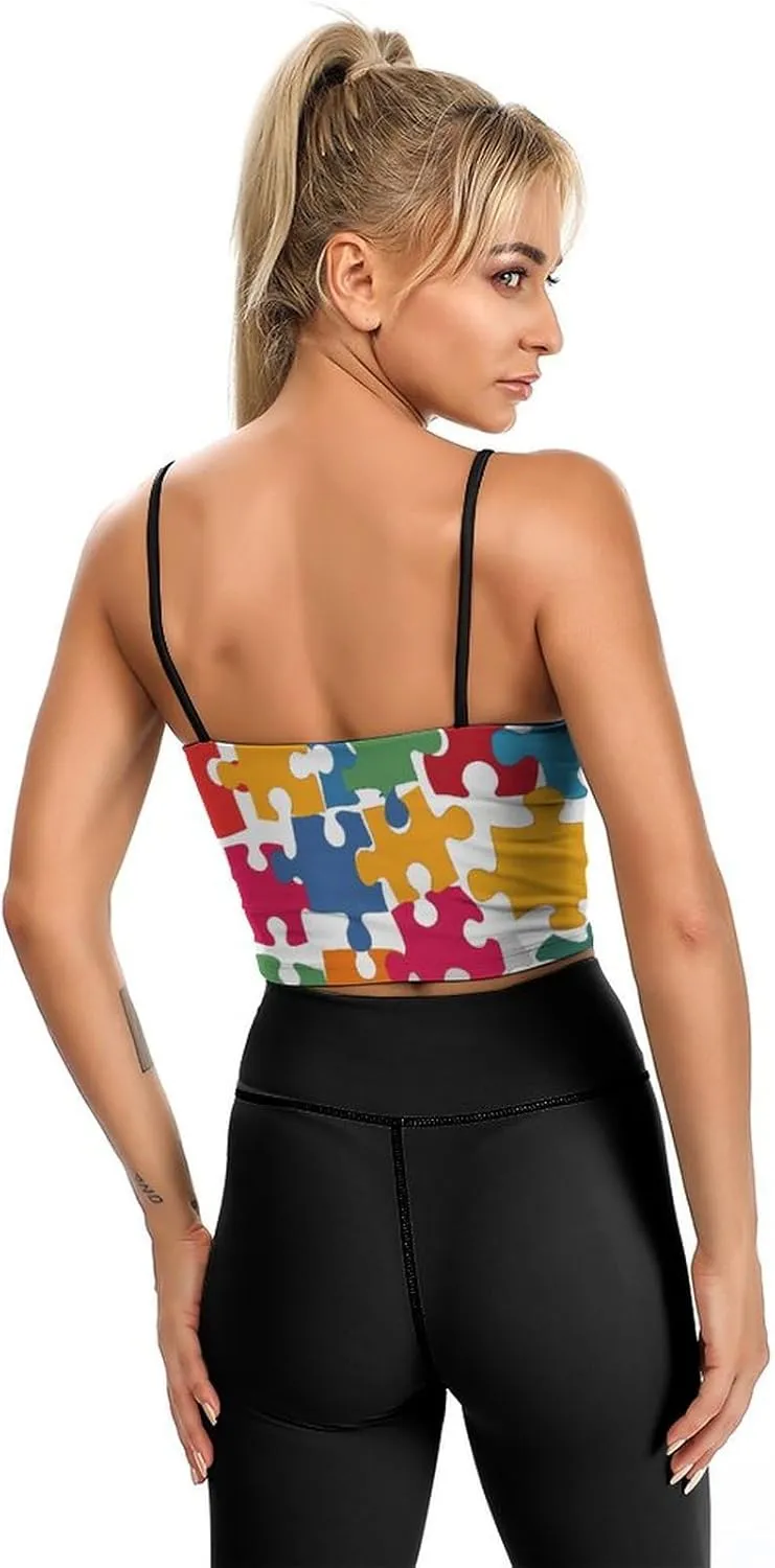 Summer Sleeveless for Women, Loose Fit Basic Casual Summer Sleeveless Shirts Colour Jigsaw Printed Camisole