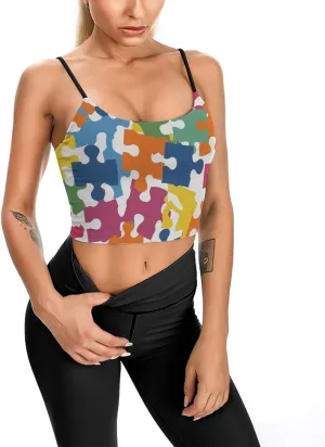Summer Sleeveless for Women, Loose Fit Basic Casual Summer Sleeveless Shirts Colour Jigsaw Printed Camisole