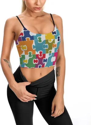 Summer Sleeveless for Women, Loose Fit Basic Casual Summer Sleeveless Shirts Colour Jigsaw Printed Camisole