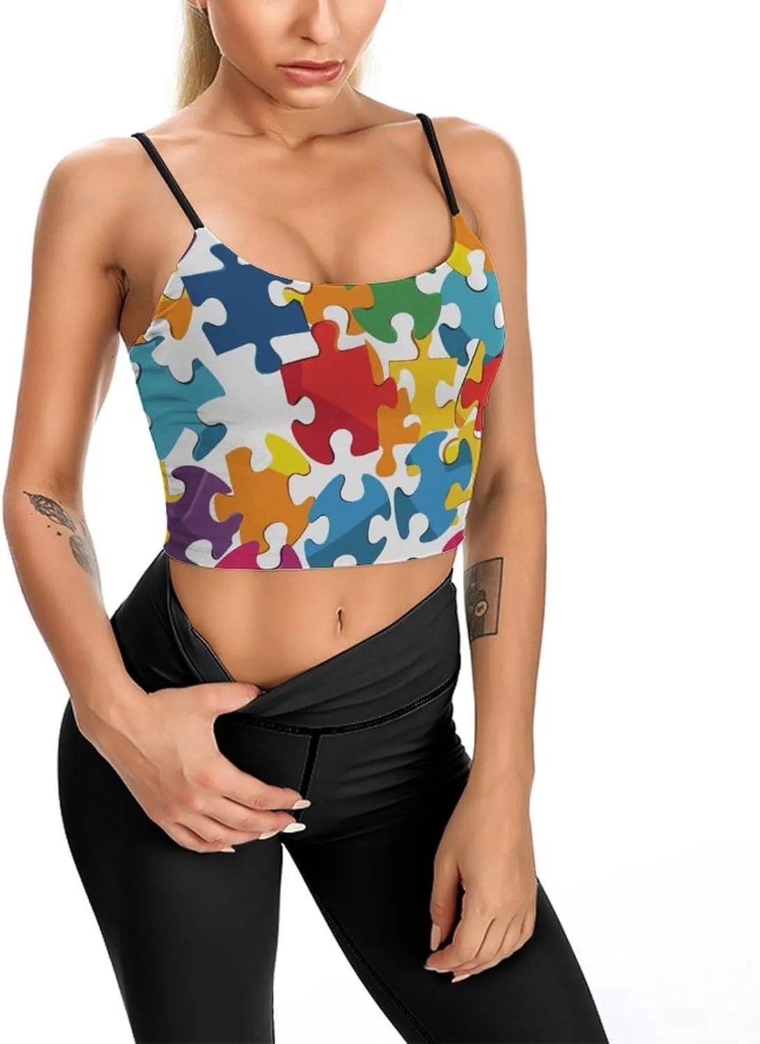 Summer Sleeveless for Women, Loose Fit Basic Casual Summer Sleeveless Shirts Colour Jigsaw Printed Camisole