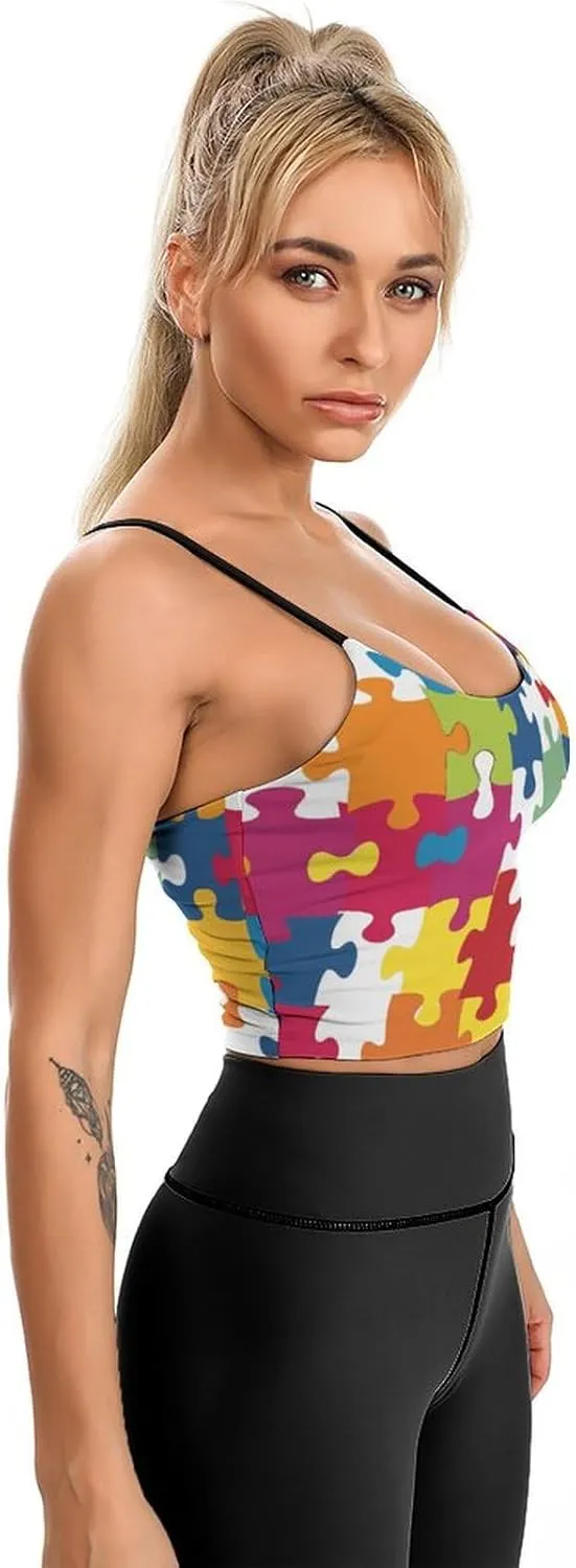 Summer Sleeveless for Women, Loose Fit Basic Casual Summer Sleeveless Shirts Colour Jigsaw Printed Camisole