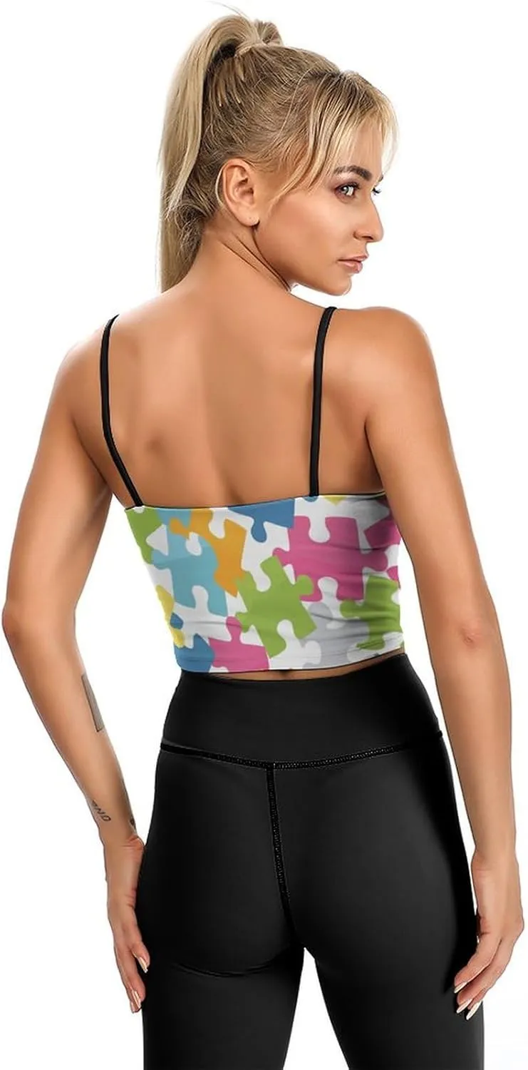 Summer Sleeveless for Women, Loose Fit Basic Casual Summer Sleeveless Shirts Colour Jigsaw Printed Camisole