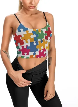 Summer Sleeveless for Women, Loose Fit Basic Casual Summer Sleeveless Shirts Colour Jigsaw Printed Camisole