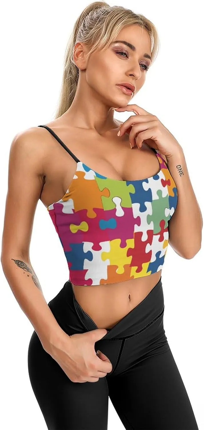 Summer Sleeveless for Women, Loose Fit Basic Casual Summer Sleeveless Shirts Colour Jigsaw Printed Camisole